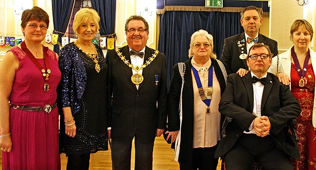 Rochdale Lions with their special guests Eileen Taylor, Mayoress Monica Rush, Mayor Peter Rush, Vera Smith, Stephen Smith, Ray Axten and Liz Axten