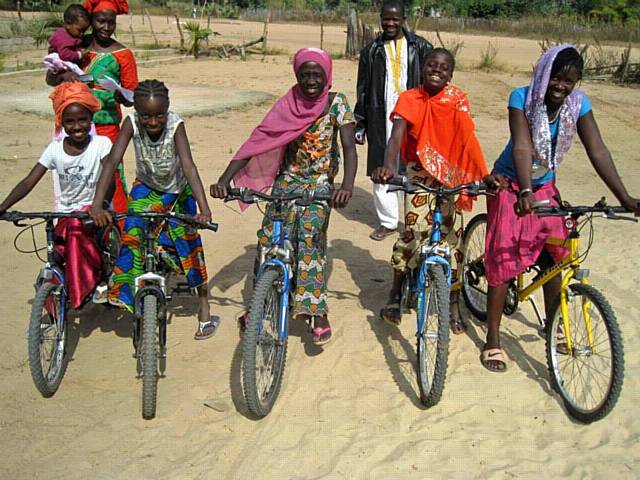 Recycle bikes donated through Halfords helped children in Gambia get to school