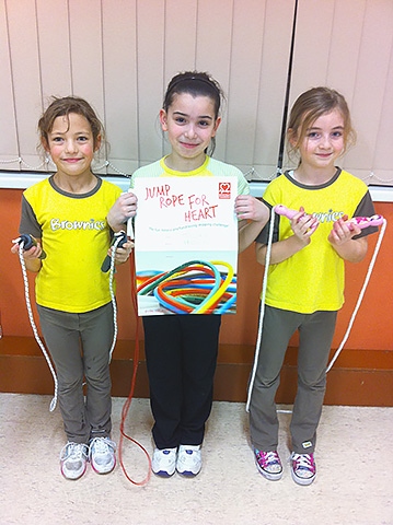 Members of Milnrow 26th Brownies Jump for Heart