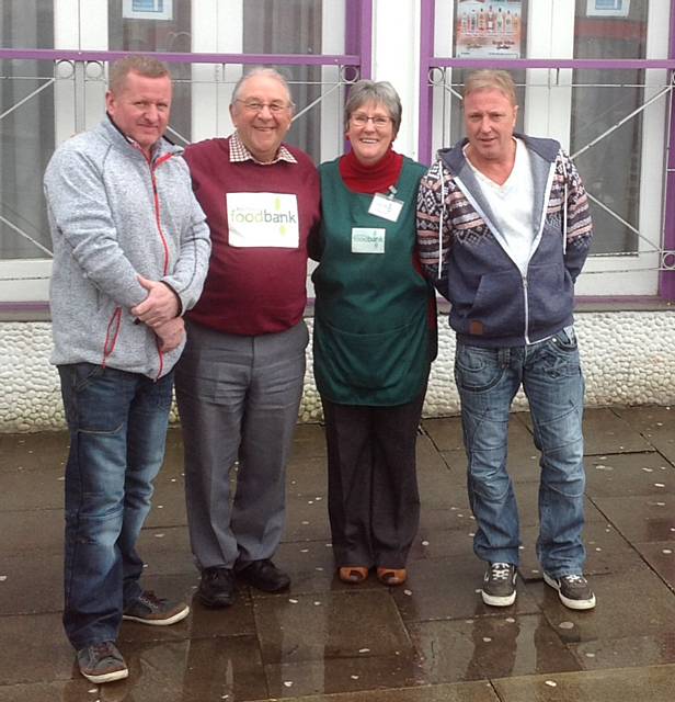 Landlords Mark Foxley and Martyn Turner with Foodbank leaders, Iain & Margaret Wight