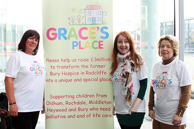 Grace's Place fundraisers Janet Mizen, Jules Garner and Chris Willetts at Number One Riverside