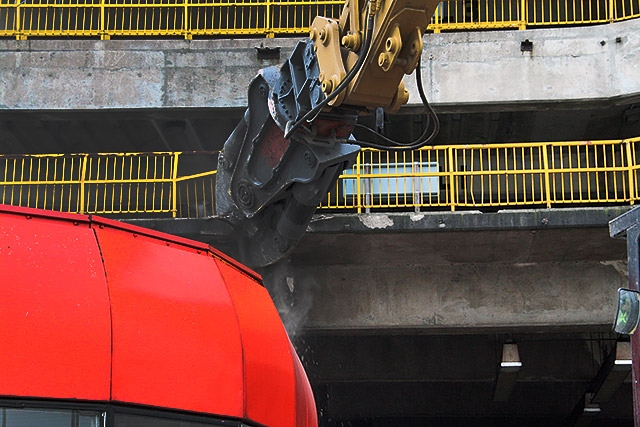 Demolition of the old bus station begins