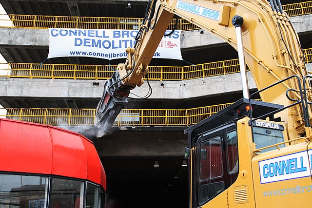 Demolition of the old bus station begins