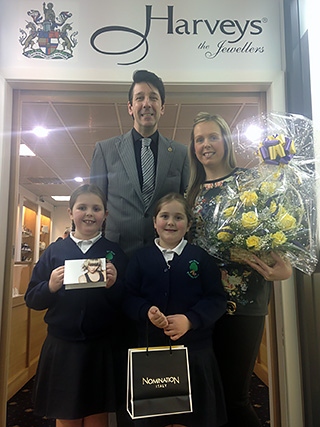 Harvey Morgan, owner and founder of Harveys Jewellers with Katie Tomlinson and daughters Lilliah and Ruby Beattie