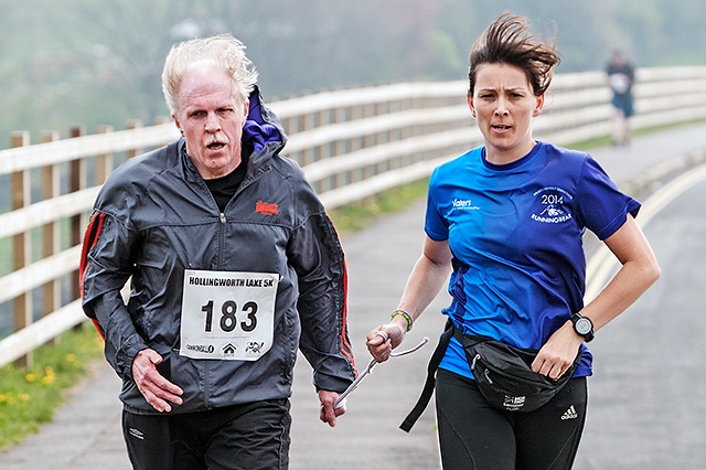 Hollingworth Lake 5K, Geoff Clark (running with his guide)