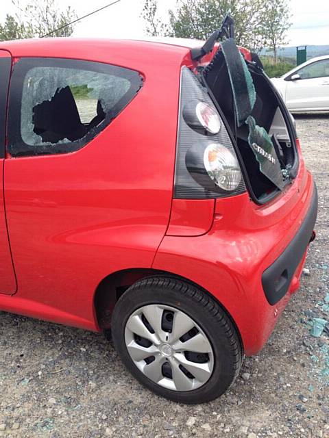 Car damaged by vandals at Watergrove