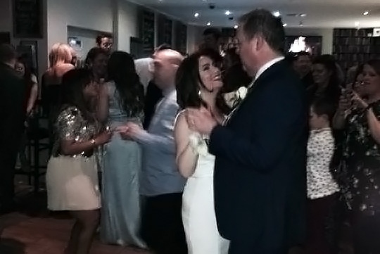 Debbie Rush and husband Andrew celebrate at the Norden Arms