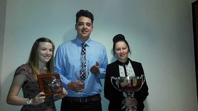 Katherine Heapy, Adam Teal and Emma Walters with their awards from the Cook and Serve competition