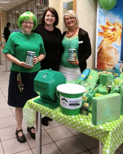 Janet Heywood, Sofia Kaskiewicz and Belinda Webster fundraising at Yorkshire Bank