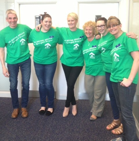 Go Green t-shirts proudly on display at the Royal Bank of Scotland 