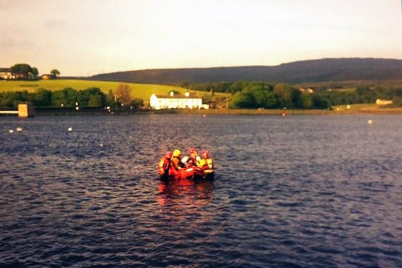 Greater Manchester Fire and Rescue Service rescue two youths stranded in the middle of Hollingworth Lake