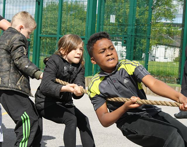 Key Stage 2 pupils at Kentmere Primary taking part in Commonwealth Games activities