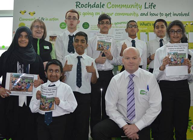 The Asda Bag Pack with pupils from Matthew Moss School