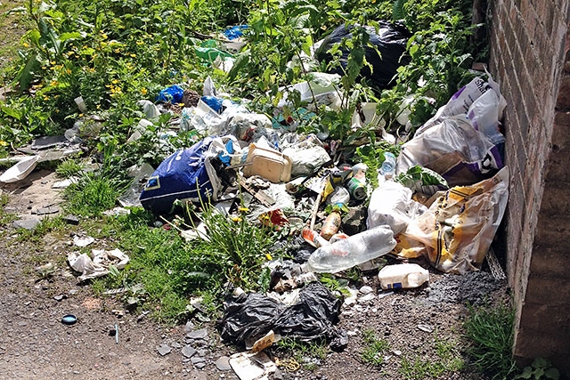 Rubbish dumped behind Drake Street 