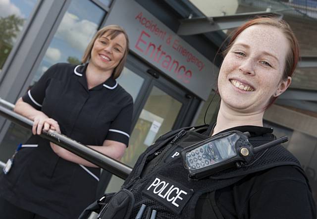 PC Holly Mills with A&E clinical matron Julie Winterbottom at The Royal Oldham Hospital