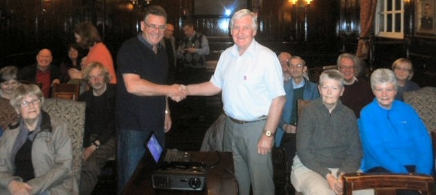 Cliff Ivers, Treasurer of Middleton Archaeological Society with Rotarian John Brooker, Community Service Committee Member