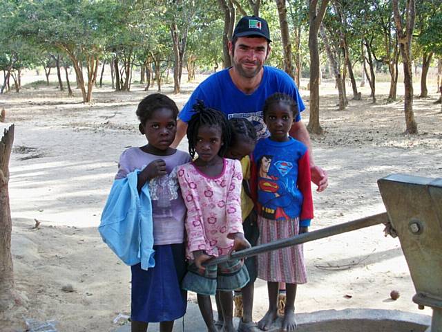 David Christian with children from Zambia