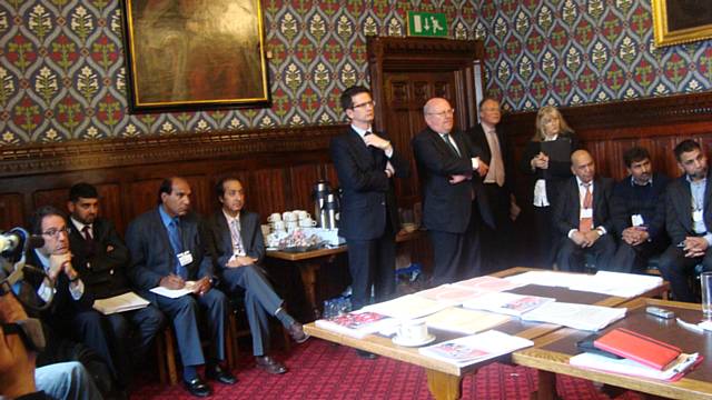 Steve Baker MP, Mike Gapes MP, Clive Betts MP, and Kashmiri Diaspoa delegats at KDF parliamentary reception