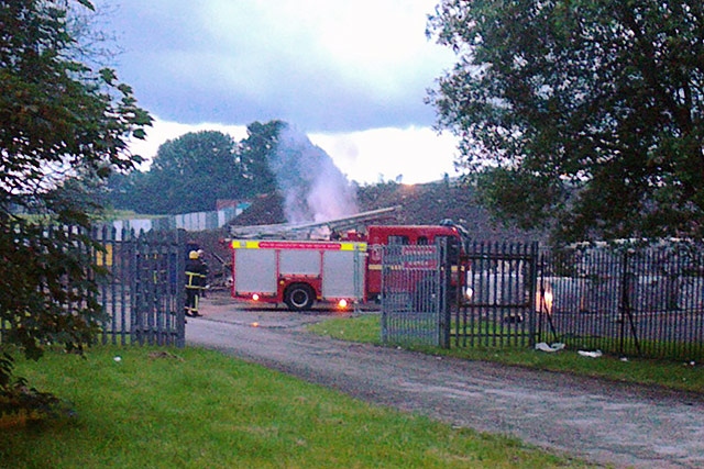 Industrial skip fire at Dunlop Mill site