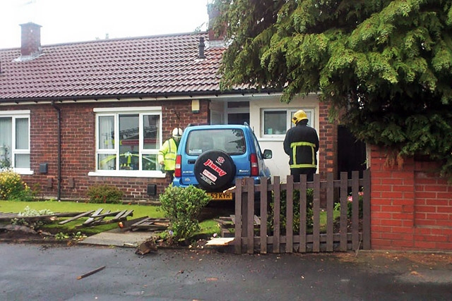 Pensioners lucky escape as car hits bungalow