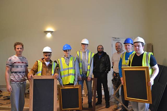 Matt Webb, Oliver Fullerd, Jack Cottrell, Benjamin Carroll, Amjad Mahmood (Student Support Tutor Hopwood Hall College), Adrian Case (Site joiner),  Aaron Holt and Jonathon Rostron