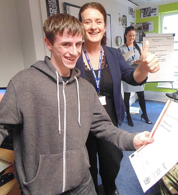 Rathbone Rochdale’s Learner of the Year Joseph Hughes with Rathbone’s managing director Linda Dean