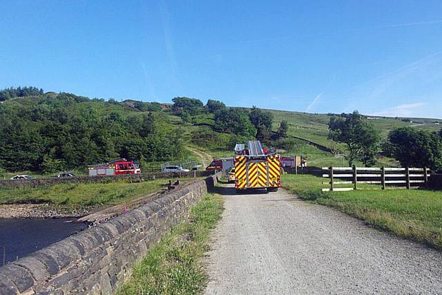 Emergency services attend the incident at Piethorne Reservoir