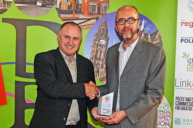 The Lesbian & Gay Foundation's Community Development Worker Adrian Palmer is pictured on the left with Bill Lovatt, Regional Director of Regenda Group