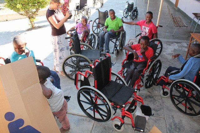 Wheelchairs arrive in Katima Mulilo and distributed to children