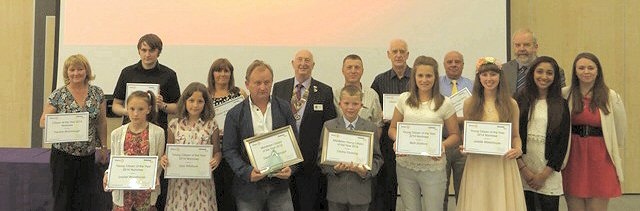 Nominees from Rotary’s Young Citizen and Citizen of the Year 2014 with presenters Emma O’Donnell, Isha Khan, and Graham Rawlinson
