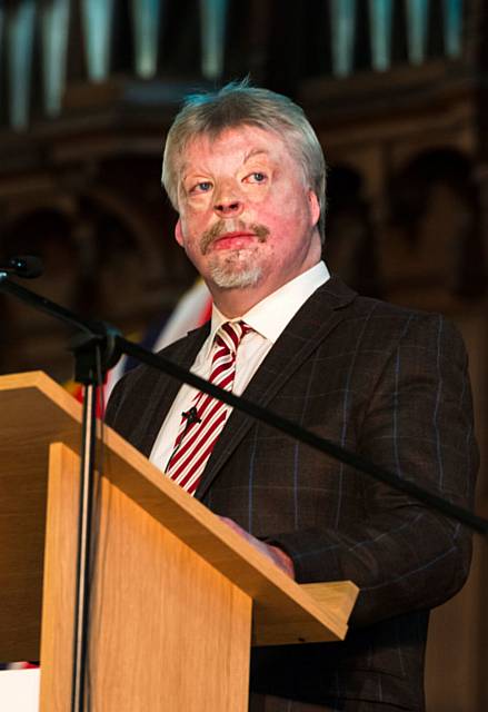 Simon Weston OBE addressed a packed audience at Rochdale Town Hall