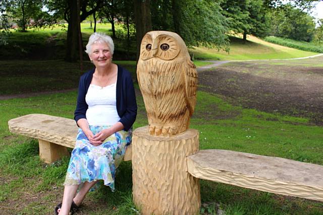 Pat Colclough with one of the new benches
