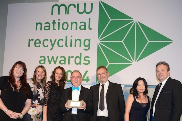 Vicki Hughes, Group Business Development Director from Hadfield Wood Recyclers  (sponsors of the category), Karen Hall, Communications Manager, Pamela Dickinson, Communications Officer, GMWDA, Councillor Chris Gordon, Member of the GMWDA, Paul Whiting, Rochdale Council Waste Minimisation Officer, Tina Harding,  Media, PR and Online Officer and Hal Cruttenden, Event host comedian