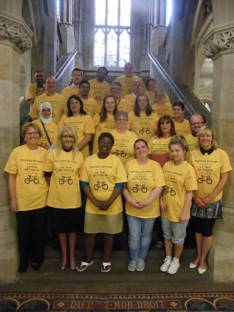 Members of the Tour de France volunteer team with Julie Durrant, Link4Life Volunteer Co-ordinator front row right