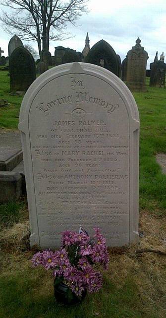 The grave of Private Anthony Palmer VC (10 March 1819 – 12 December 1892) and family, located in Heywood Cemetery, Rochdale