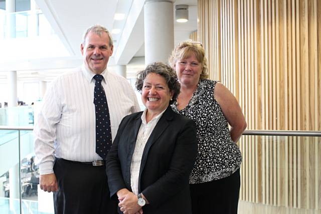 Council Leader Richard Farnell, Chief Social Worker for Adults in England Lyn Romeo and Director for Adult Services Sheila Downey