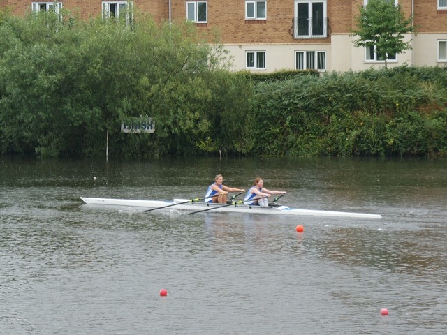 Molly and Hannah winning in the rain