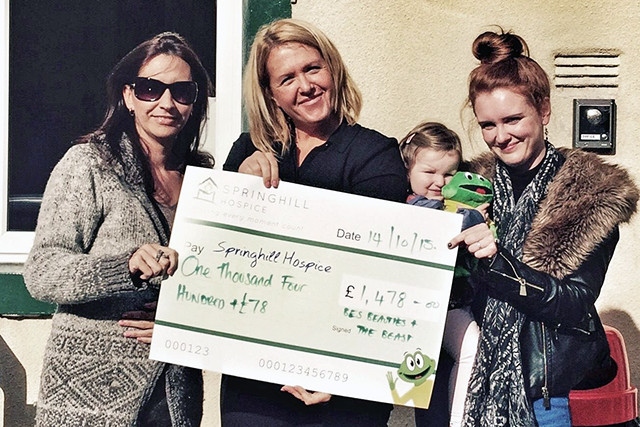 Becky Kershaw, Christine Buckley and Jakki Platt donate £1,478 to Springhill Hospice