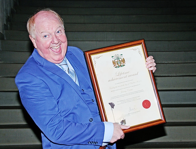 Jimmy Cricket with his Lifetime Achievement Award