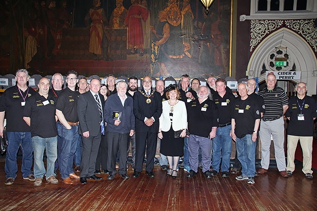 Rochdale Beer Festival<br />  Mayor Surinder Biant and Mayoress Cecile Biant with orgasniers, volunteers and guests