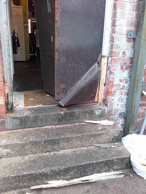 The door used to break into the Angel Project Community Café