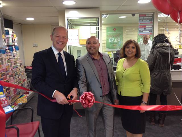 Simon Danczuk with Jay Patel (owner) and his sister Devy Patel (post mistress)