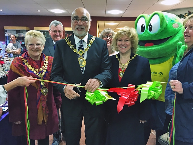 The Mayor of Rochdale, Surinder Biant officially opens the Springhill Hospice Christmas Fair