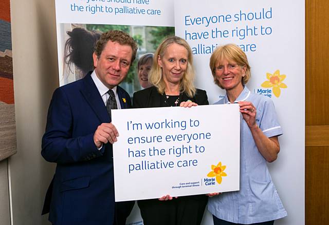 Jon Culshaw, Liz McInnes MP, Marie Curie nurse