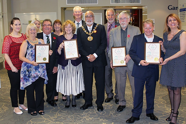 The Heywood in Bloom team with Mayor Surinder Biant, Mayoress Cecile Biant and Heywood Councillor Peter Rush