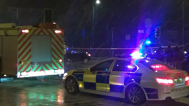 Police and the fire service at the scene of the accident on Manchester Road