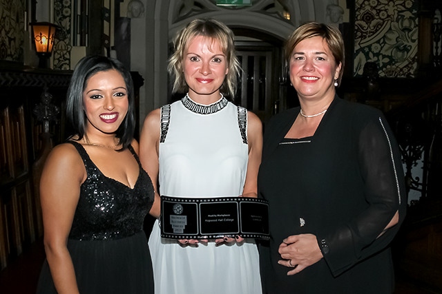 Hopwood Hall College’s Nimisha Mistry, Head of Student Support and Equality, and Executive Director, Caroline Street, with Gillian Bishop, Chief Executive at Link4Life (who sponsored the award category)