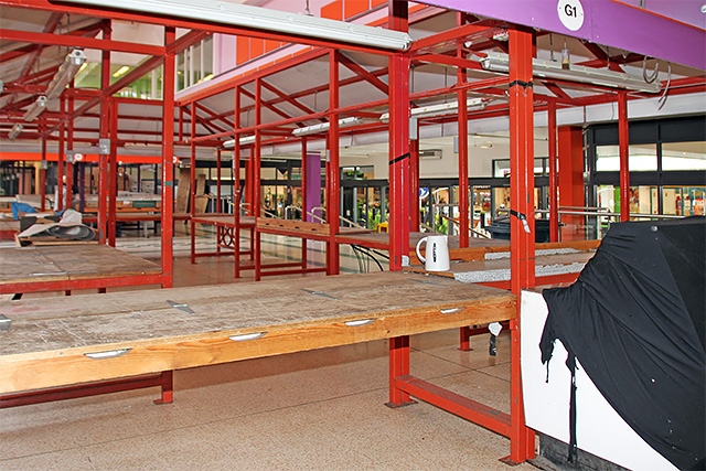 The former location of the market in the Exchange Shopping Centre is now in eerie silence with the stalls abandoned