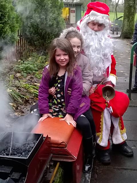 Mally and Fearne Halley with Father Christmas on the Springfield Park Model Train Santa Special