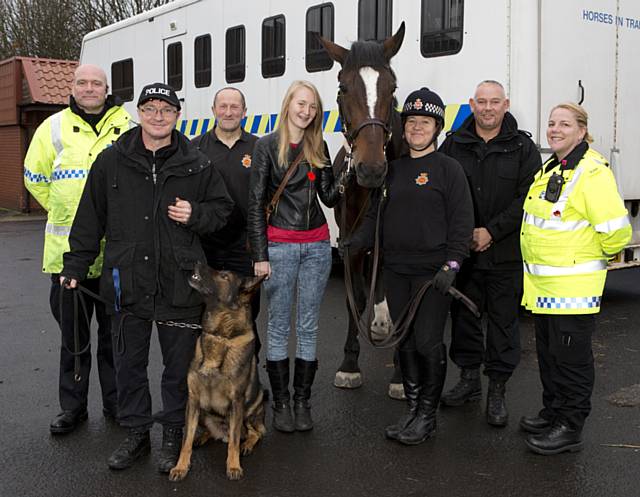 Millie Patten with Sandy Turnbull and the team at Hough End 